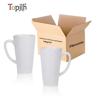 Mug conique blanc vierge de 17 oz pour sublimation, surface enduite pour transfert thermique, idéal pour impression DIY par presse à chaud personnalisée