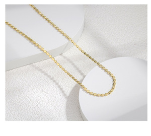 Collier minimaliste unisexe en laiton perlé plaqué or Chaînes tendance pour fêtes, mariages Cadeaux en cuivre et zircon - Product Image 1