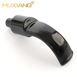 Muxiang Acrylic Pipe Mouthpiece 9mm Curved Stem Round Saddle Black Durable Smoking Accessory - Product Image 4
