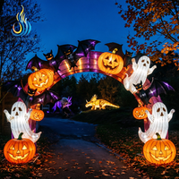 Arche géante d'Halloween en forme de citrouille, de crâne en sucre et de chauve-souris, lanterne de festival pour décorations d'événements du Jour des Morts