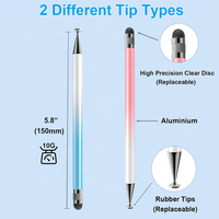 5 Piezas de Lápiz Óptico 2 en 1 con Punta de Metal para Apple y Android, Precio de Fábrica al por Mayor para Pantallas Táctiles de Tabletas y Todos los Dispositivos con Pantalla Táctil