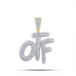 Colgantes de Plata de Ley 925 con Diamantes Naturales Redondos de Corte Brillante, Diseño Personalizado con Iniciales de Burbuja, Nombre OTF, Estilo Hip Hop - Product Image 1