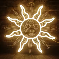 Lampes néon célestes bohèmes Soleil Lune pour la décoration esthétique de la pièce, enseignes lumineuses LED pour les bureaux, les entreprises, les maisons, le paysage