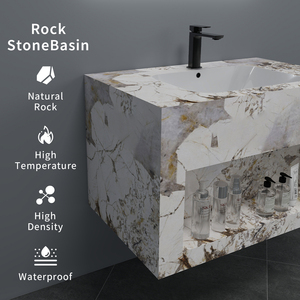 Évier en céramique à joint zéro intégré Rock Plate Luxe Minimalisme Surface solide Comptoir Salle de bain Vanité Amérique centrale et du Sud - Product Image 5