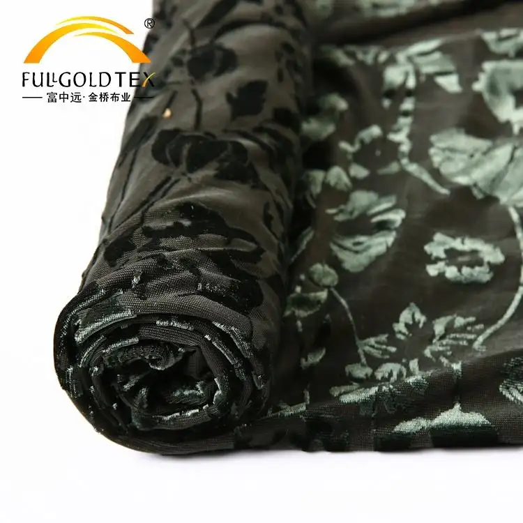 Hejin, оптовая продажа, Заказная черная оливково-зеленая исламская женская однотонная окрашенная трикотажная бархатная ткань с цветочными мотивами для одежды