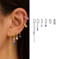 ZUOLA Nouvelle Collection : Parure de Boucles d'Oreilles Frangées en Saphir, Plaqué Or 18K, Laiton, Bijoux Tendance, Zircon Personnalisé, Lot de 6 Paires