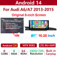 Android 14 MTK8581 10,25/12,5 pulgadas REPRODUCTOR DE Radio y vídeo para coche estéreo para Audi A6 A7 2012-2018 inalámbrico Carplay navegación GPS automática