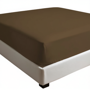 Drap-housse 100% coton marron allemand simple 90x200cm - Product Image 3