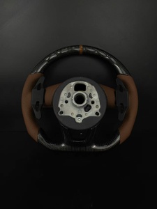 Volante de Cuero y Fibra de Carbono Forjado Personalizado de Fábrica, Color Marrón y Negro, Compatible con Audi A3 <span class=keywords><strong>A4</strong></span> A5 A6 B8 Q3 Q5 Q7 TT - Product Image 6