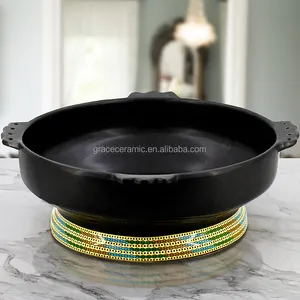 NEW Tilet design Black Ethiopian Abyssinian Taba Ceramic Edition Meat Dish Classical Big Ceramic Black Bowl for Gomen be siga