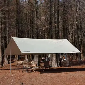 Tenda kanopi kain Oxford krem persegi panjang, tenda Ideal untuk acara luar ruangan berkemah dan pertemuan 300x400x240cm serbaguna