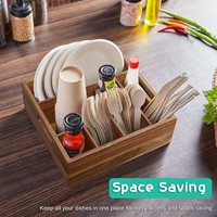 Support de rangement élégant en bois de haute qualité pour table à manger, avec compartiments divisés, idéal pour pique-nique en extérieur