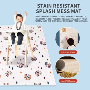 Tapis anti-éclaboussures pour bébé sous chaise haute, tapis anti-dérapant imperméable et lavable, <span class=keywords><strong>protection</strong></span> de <span class=keywords><strong>sol</strong></span>, tapis de jeu et nappe - Product Image 5