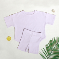 New Designer Trendy Custom Unisex Baby Stoff Set Kurzarm Anzug Solid Baby Girl Kleidung Sets 3-4 Großhandel