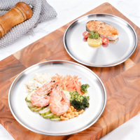 Bandejas de Servicio de Alta Calidad para Restaurante, Acero Inoxidable, Duraderas, Plateadas, Ecológicas, Redondas, Decorativas, para Fiestas