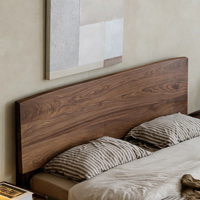 Cadre de lit en bois massif de noyer nordique, tête de lit incurvée minimaliste, lit plateforme en bois, bois naturel, taille king, meubles de chambre à coucher