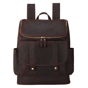 Sac à dos Vintage en cuir de vache 2020 pouces, sac d'école, de voyage pour ordinateur portable, fleuri, Crazy Horse, 15.6 - Product Image 1