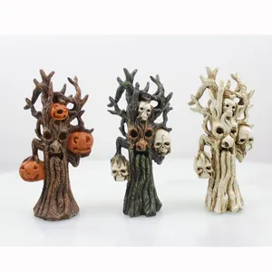 Skulls Tree with LED Light Hand-made Statue Decorations Epoxy Moulds Craft Resin High Quality Halloween Figurine Artificial