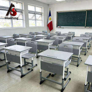 ชุดโต๊ะและเก้าอี้เรียนแบบฟิลิปปินส์ ทนทาน เหมาะสำหรับโรงเรียนประถมศึกษา สามารถเลือกสีได้ พร้อมฝาปิดด้านหน้า - Product Image 1
