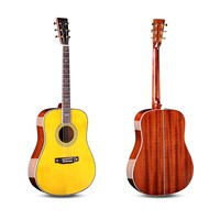Guitare acoustique de style D-45 luxueuse avec incrustation de nacre, en épicéa massif, acajou massif, entièrement en bois massif, polie