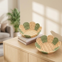 Panier de rangement en corde de papier tressée motif pétale, moderne, minimaliste, personnalisable, écologique, durable, décoratif, plateau à fruits, pour entrée et clés