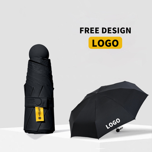 <span class=keywords><strong>Meilleur</strong></span> mini-<span class=keywords><strong>parapluie</strong></span> de poche compact manuel <span class=keywords><strong>pliant</strong></span> en cinq sections avec revêtement noir, 8 baleines, option logo personnalisé, style design minimaliste - Product Image 5