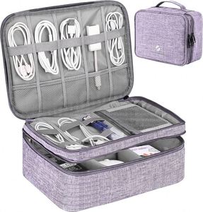 Sac de rangement pour câbles de grande capacité, certifié BSCI, pour cordons, chargeurs, téléphone, noir avec bandoulière - Product Image 4