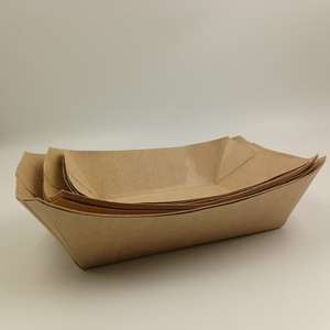 Barquettes en papier kraft jetables de haute qualité, forme bateau, pour fruits - Product Image 1