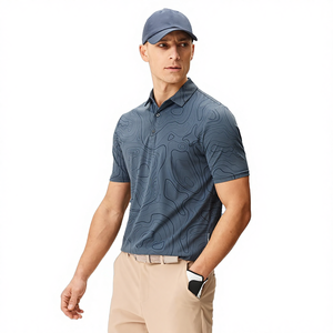 T-shirt à manches courtes pour homme, décontracté, coupe ample, anti-rétrécissement, imprimé vintage, tricoté, séchage rapide, sportif, couleur unie, golf - Product Image 4