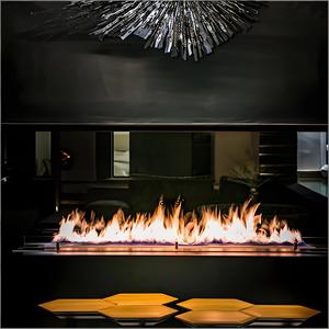 Brûleur à bioéthanol de style moderne avec contrôle par application, <span class=keywords><strong>insert</strong></span> de <span class=keywords><strong>cheminée</strong></span> électrique en acier pour appartement, salon, usage intérieur, en promotion - Product Image 2