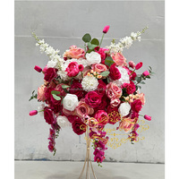 Luxe bruiloftkolomdecoratie, kunstbloemenarrangement, tafeldecoratie, bloemstuk voor de receptie, bloemdecoratie voor het gangpad