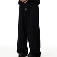 Pantalon de survêtement ample et décontracté pour homme, style rétro américain, taille élastique, couleur unie, coupe droite large