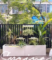 Pot taman penanam Modern, Pot tanaman besar luar ruangan bunga dan biji aluminium logam