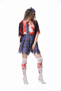 Costume de Vampire pour <span class=keywords><strong>Halloween</strong></span> en Gros, Cosplay, Jupe Plissée d'Étudiant Tachée de Sang, Carnaval de Pâques, Festival, Jeu de Rôle Zombie - Product Image 6