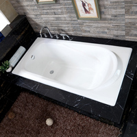 Baignoire en fonte avec émail céramique intégré, installation encastrée, accoudoir et robinet inclus, largeur 1,4/1,5/1,6/1,7 m, origine Chine