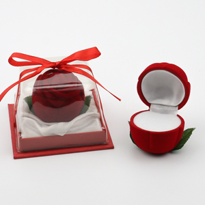 <strong>Rose</strong> Shape <strong>Jewelry</strong> <strong>Box</strong> with Hinge Closure for Rings and Earrings Velvet Material White Insert and Carton <strong>Box</strong> China - Product Image 2