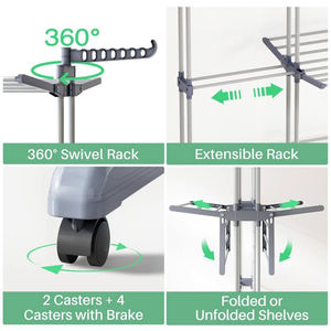SANIPRO moderne debout fer pliable peu encombrant famille étendoir à linge <span class=keywords><strong>télescopique</strong></span> étendu vêtements <span class=keywords><strong>étagère</strong></span>s de rangement - Product Image 4