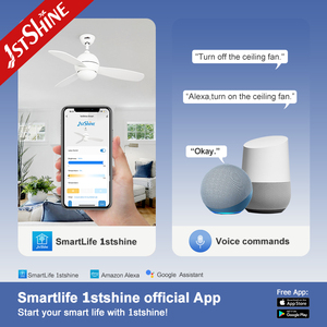 1stshine พัดลมเพดานอินเวอร์เตอร์ไม้แฟนซีใบพัด40นิ้วรีโมทไฟ LED สีขาวพัดลมติดเพดานแอปอัจฉริยะ - Product Image 6