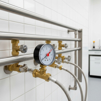 ZHONGXIN HVAC Pressure Gauge 0-10bar 2.0'' Dial Radial Bourdon Tube Brass Connector Red Pointer 1.6% Accuracy for Air