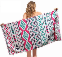 Serviette de plage en coton recyclé résistant au sable fournie en usine avec bande élastique unique Serviette de voyage facile à transporter Serviette de bain