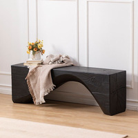 Tabouret moderne en bois massif naturel Table basse carbonisée Salon Chevet Table d'appoint noire Ornement de poufs Tabourets pour