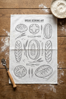 Serviettes de cuisine 100% coton, motif de découpe de pain au levain, guide d'art de la découpe, pour boulangerie et cuisine, 40x60cm