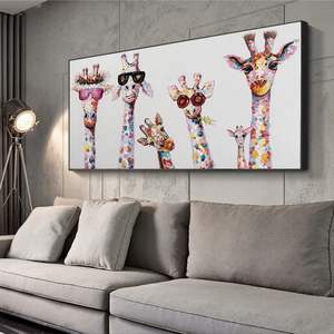 <span class=keywords><strong>Peinture</strong></span> à l'huile animale Art mural <span class=keywords><strong>Girafe</strong></span> colorée et mignonne <span class=keywords><strong>Peinture</strong></span> de famille d'animaux pour le salon <span class=keywords><strong>Peinture</strong></span> à l'huile <span class=keywords><strong>moderne</strong></span> peinte à la main - Product Image 4