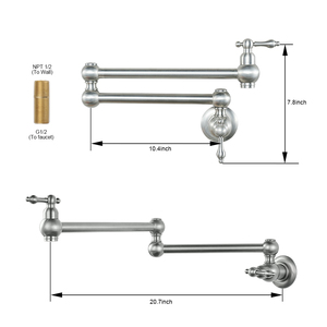 <span class=keywords><strong>Robinet</strong></span> de cuisine en laiton 2 poignées rotatif extensible <span class=keywords><strong>Double</strong></span> Joint bras oscillant <span class=keywords><strong>robinet</strong></span> pliant Pot <span class=keywords><strong>robinet</strong></span> de remplissage - Product Image 5