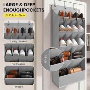 Door Storage Rack Multi-compartment Multi-layer Door-mounted Fabric Storage Bag Door Storage Bag Hanging <b>Hook</b> - Product Image 4