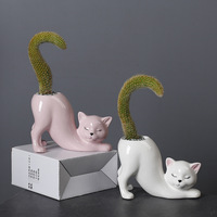 Pot de fleurs en pierre UE Creative, design queue de chat mignon, motif animal de dessin animé transfrontalier, pour succulentes et cactus queue de singe, mobile