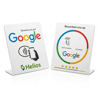 Individueller Logo-Acryl-NFC-Google-Bewertungsständer mit QR-Code „Tap to Review“ Thekendisplay für Restaurants und Salons
