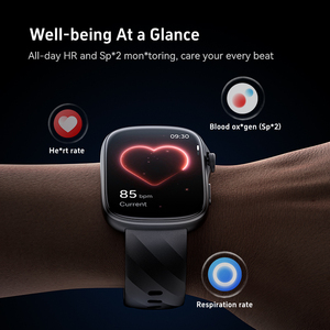 Smartwatch con Schermo Amoled Quadrato, Cinturino in Silicone, Monitoraggio Ossigeno nel Sangue, Frequenza Cardiaca, Respirazione, Salute, Esercizio Fisico, Impermeabile 3 ATM - Product Image 3