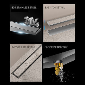 シャワーフロア排水カスタムシャワー排水リニアステンレススチール床排水バスルームリニアスロープ付き - Product Image 4
