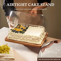 Youlike Rectangle Conteneur de gâteau en bambou en bois écologique de haute qualité avec couvercle en acrylique transparent pour la table de fête de mariage
